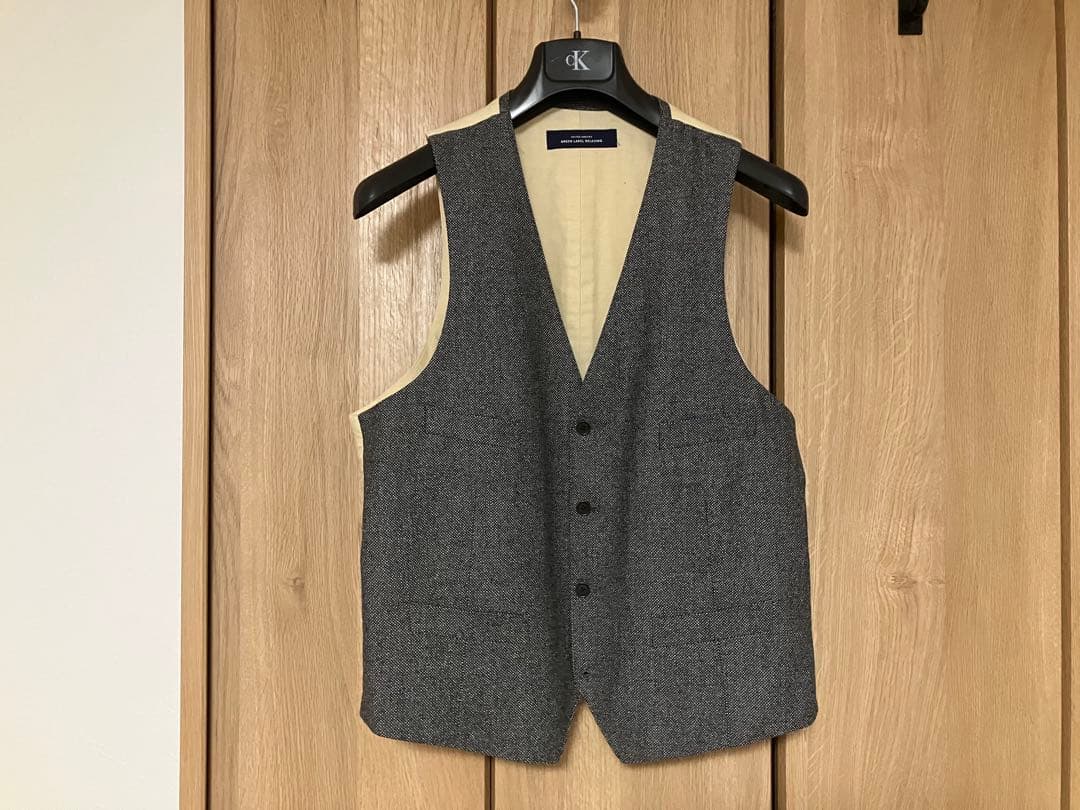 グリーンレーベルリラクシング　スリーピース　ツイード　スーツ　グレー