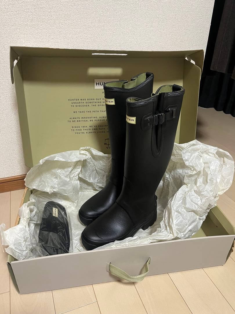 HUNTER レインブーツバルモラル　ネオプレーン　UK7 ブラック　希少モデル