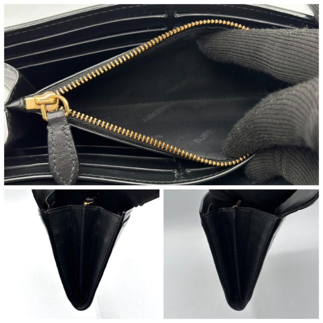 極美品 入手困難 バーバリー 保存袋付属 長財布 BT クロコ 型押し 総柄 黒