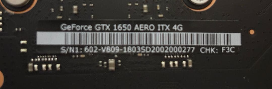 グラフィックボード・グラボ・ビデオカード GeForce GTX 1650 AERO ITX 4G