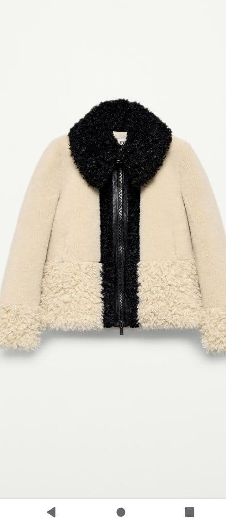 キャラメル ZARAパッチワークフェイクファージャケット