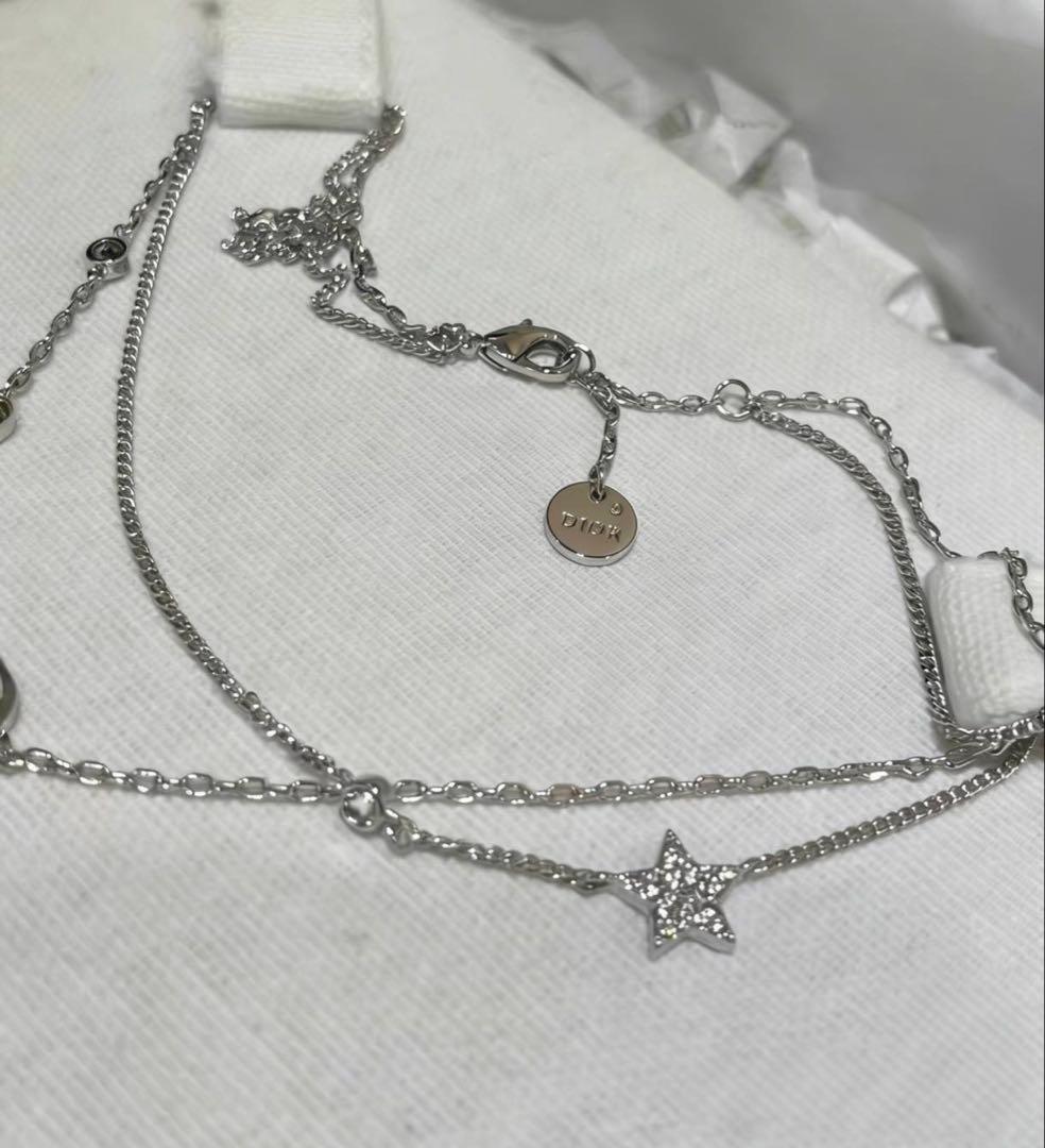 Dior 二連重ねデザインシルバー ネックレス