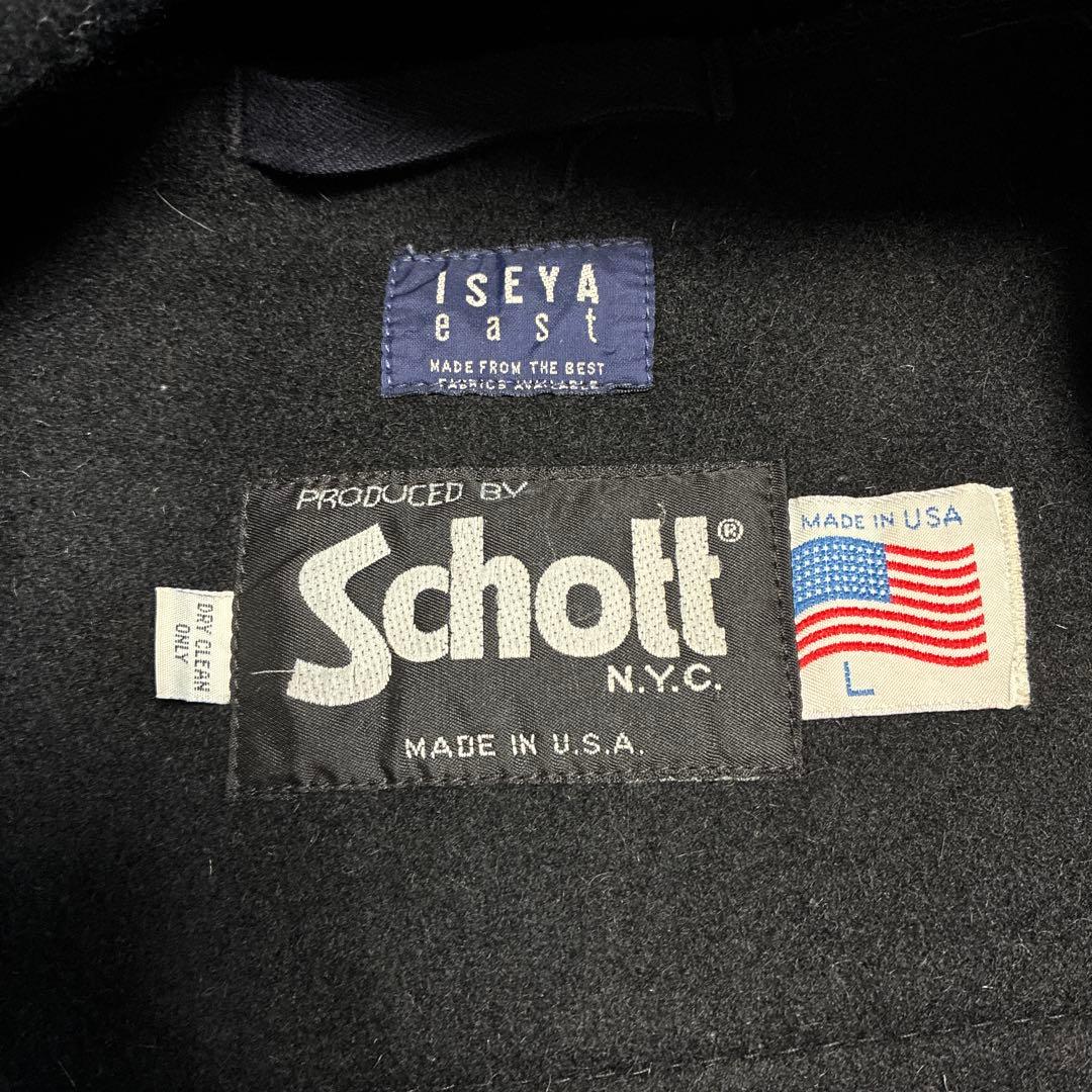 Schott nyc ISEYA 黒 ダッフルコート アメリカ製　Lサイズ