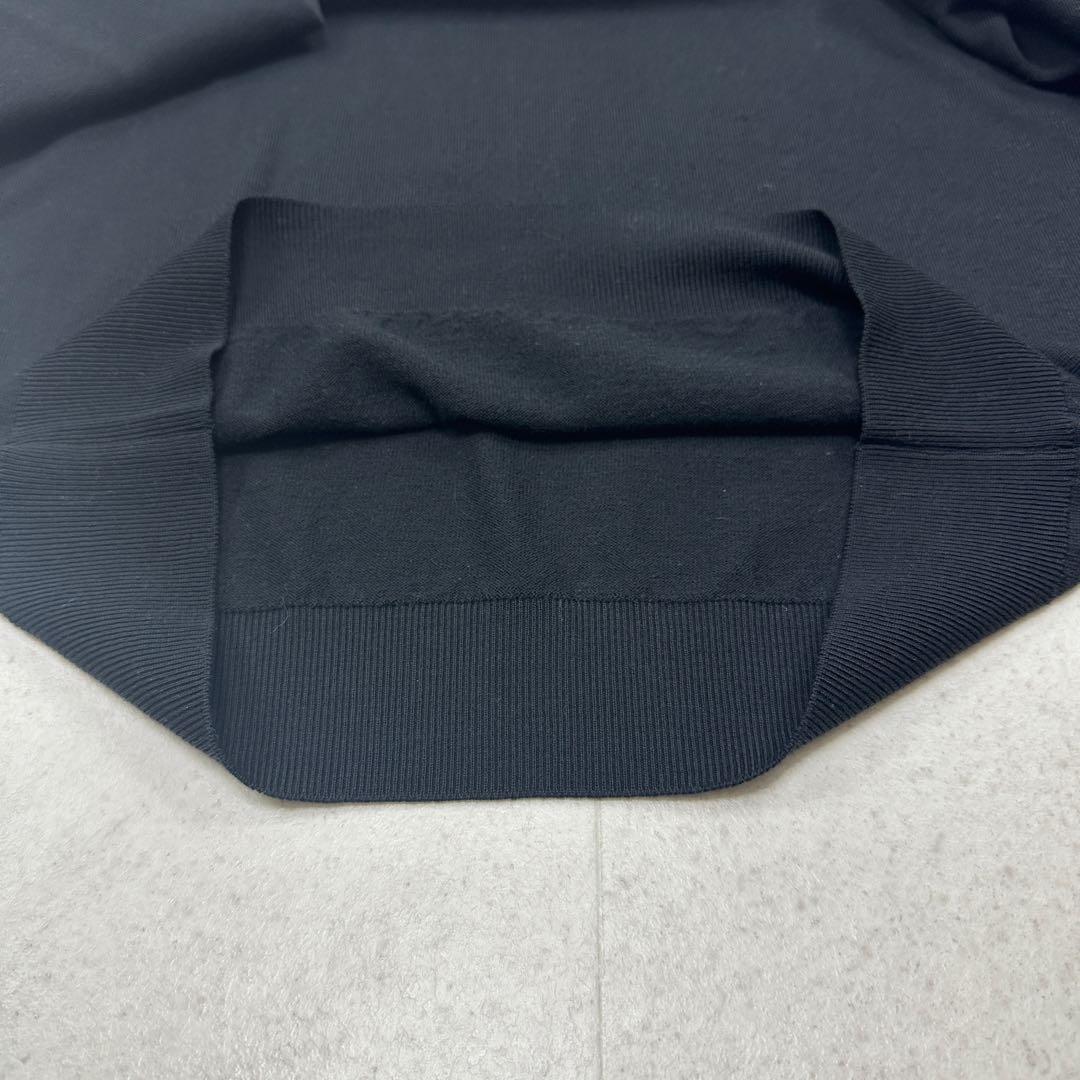 美品【ジョンスメドレー】メリノウール ニット クルーネック 現行タグ 黒 長袖