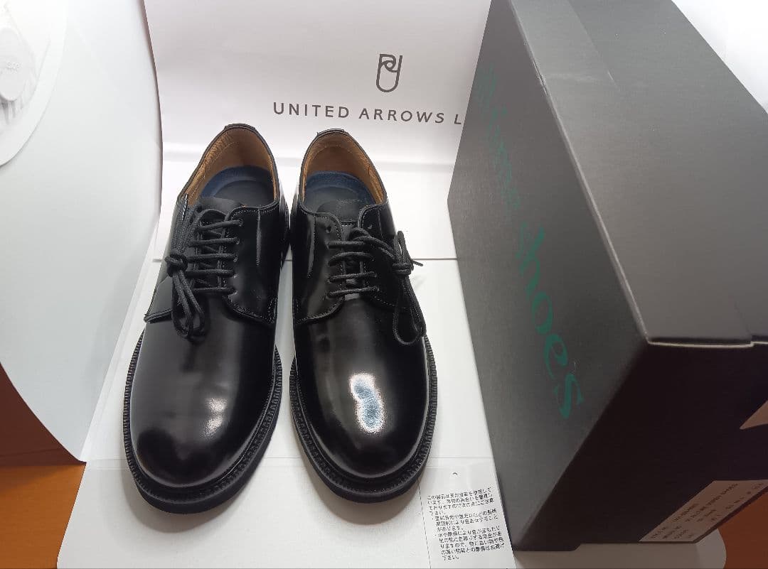 ボ*ア様 ユナイテッドアローズポストマンシューズサービスシューズ黒レザー25.0