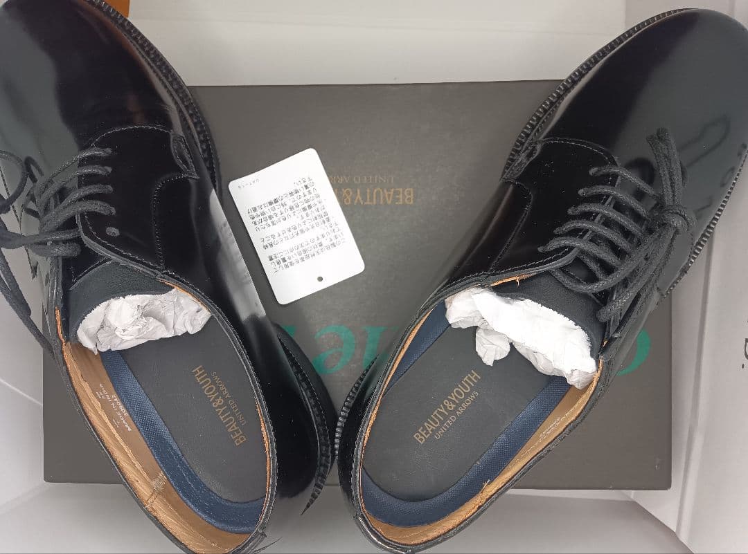 ボ*ア様 ユナイテッドアローズポストマンシューズサービスシューズ黒レザー25.0