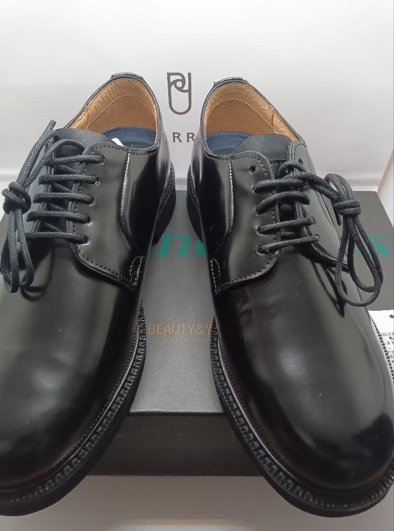 ボ*ア様 ユナイテッドアローズポストマンシューズサービスシューズ黒レザー25.0