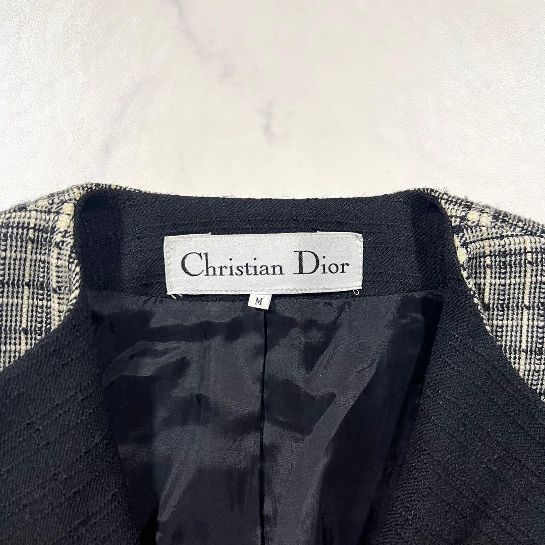 クリスチャンディオール ツイード テーラードジャケット M ウール シルク