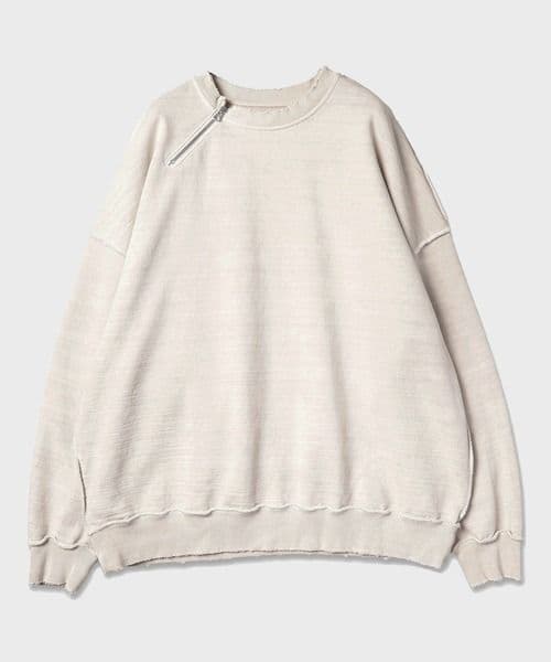JieDa ジエダ 23AW DAMAGE ZIP OVER SWEATCREW