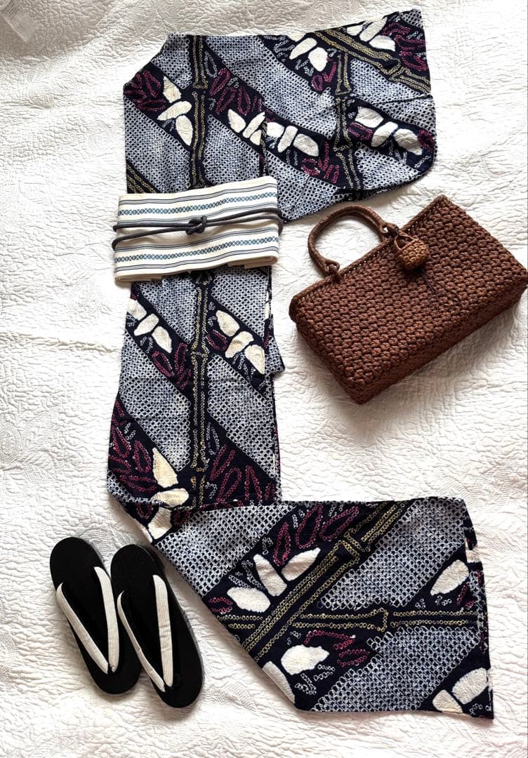 粋な大人の浴衣◆有松絞り 笹竹文