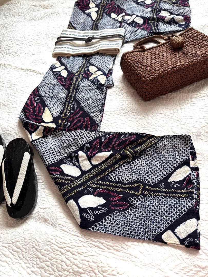 粋な大人の浴衣◆有松絞り 笹竹文