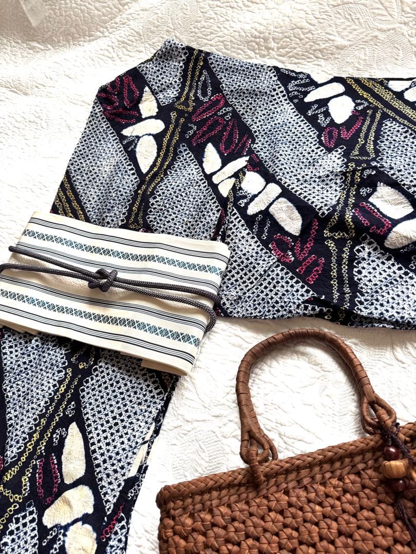 粋な大人の浴衣◆有松絞り 笹竹文