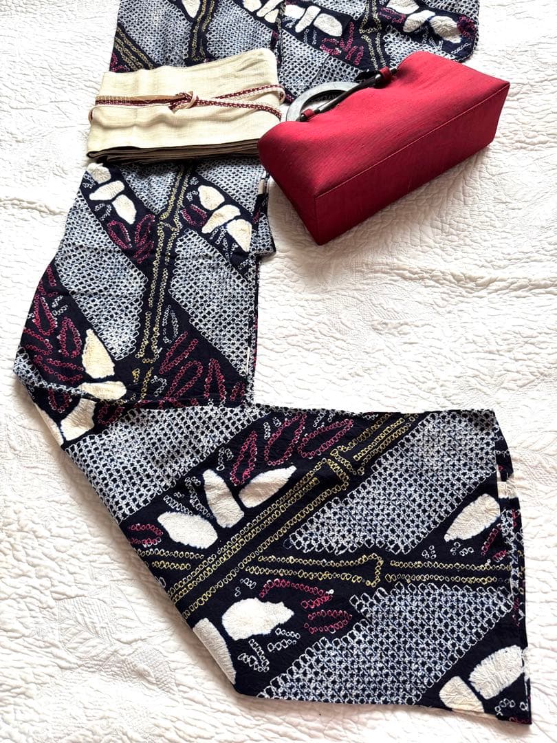 粋な大人の浴衣◆有松絞り 笹竹文