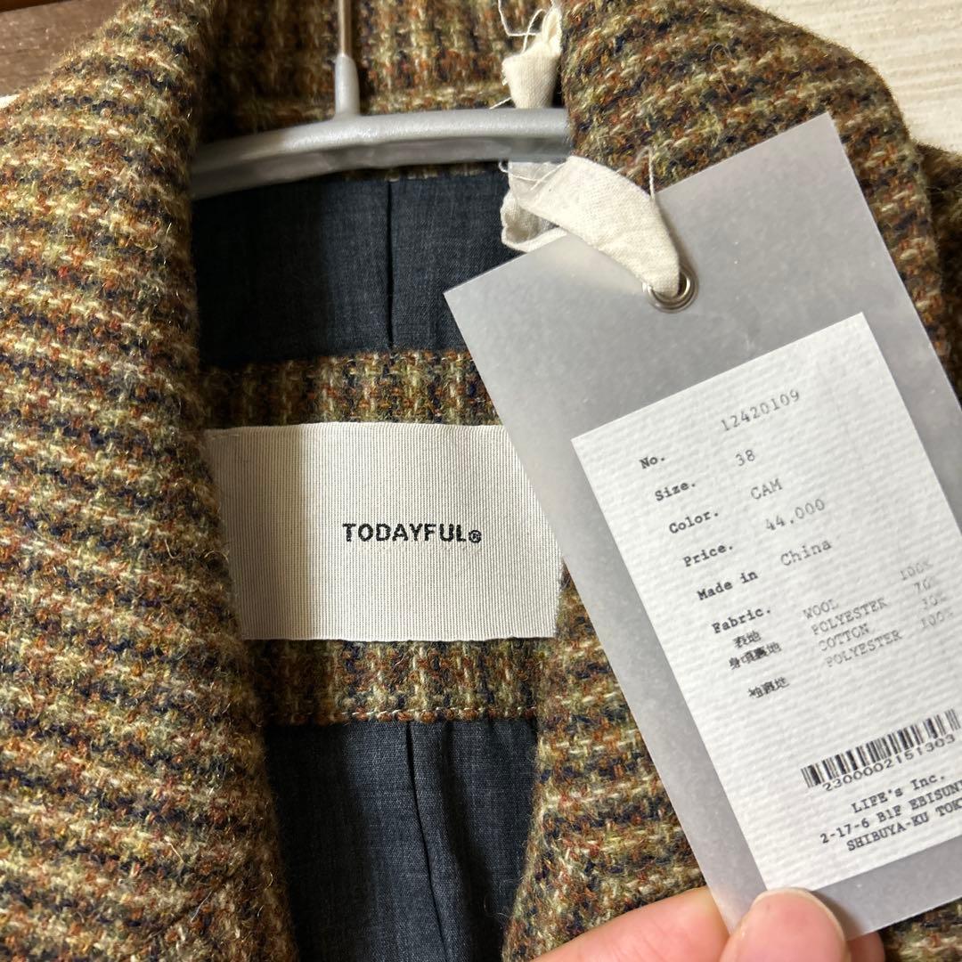 新品タグ付き todayful Wool100% Check Jacket