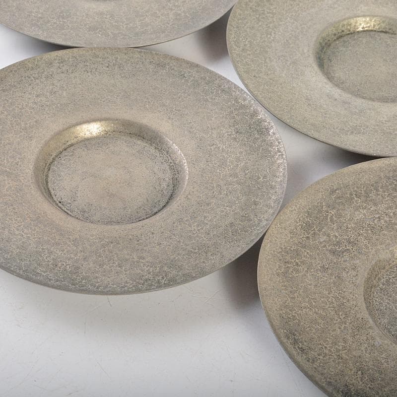 taka　竹影堂榮眞造　唐物錫円式茶托五客　依求晃写　共箱　M　R7347