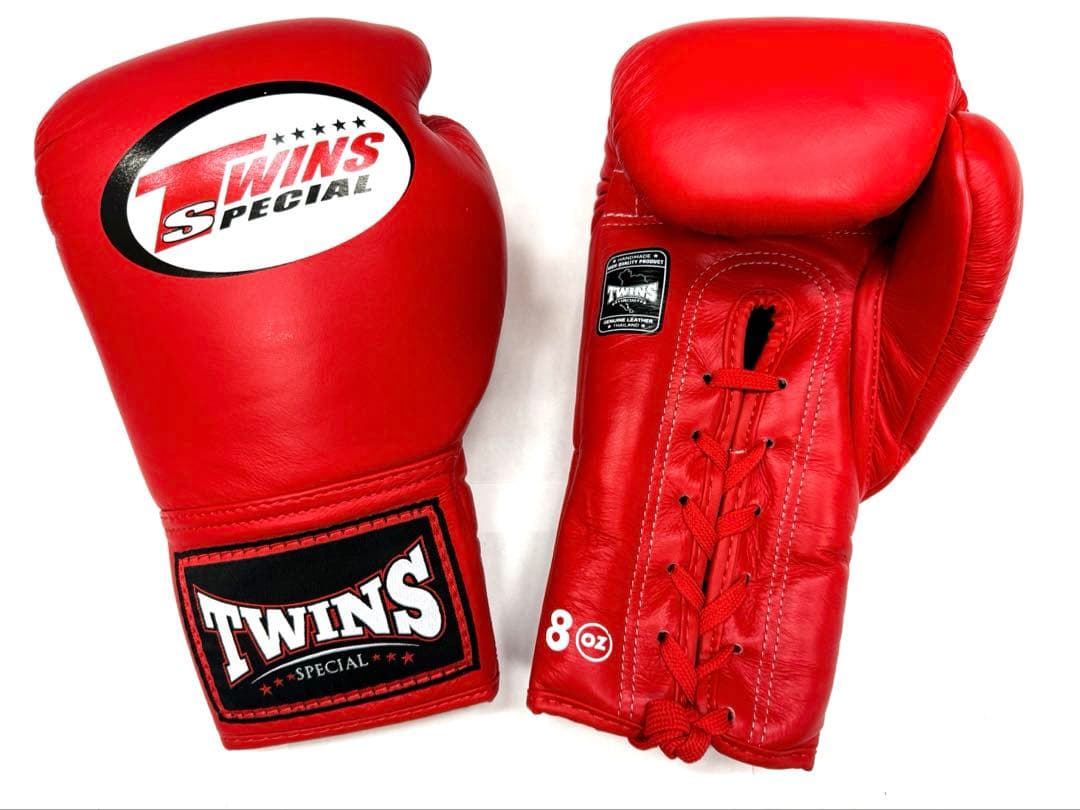 新品　TWINS グローブ 8oz 赤　紐式　ヒモ式　ツインズ　送料込