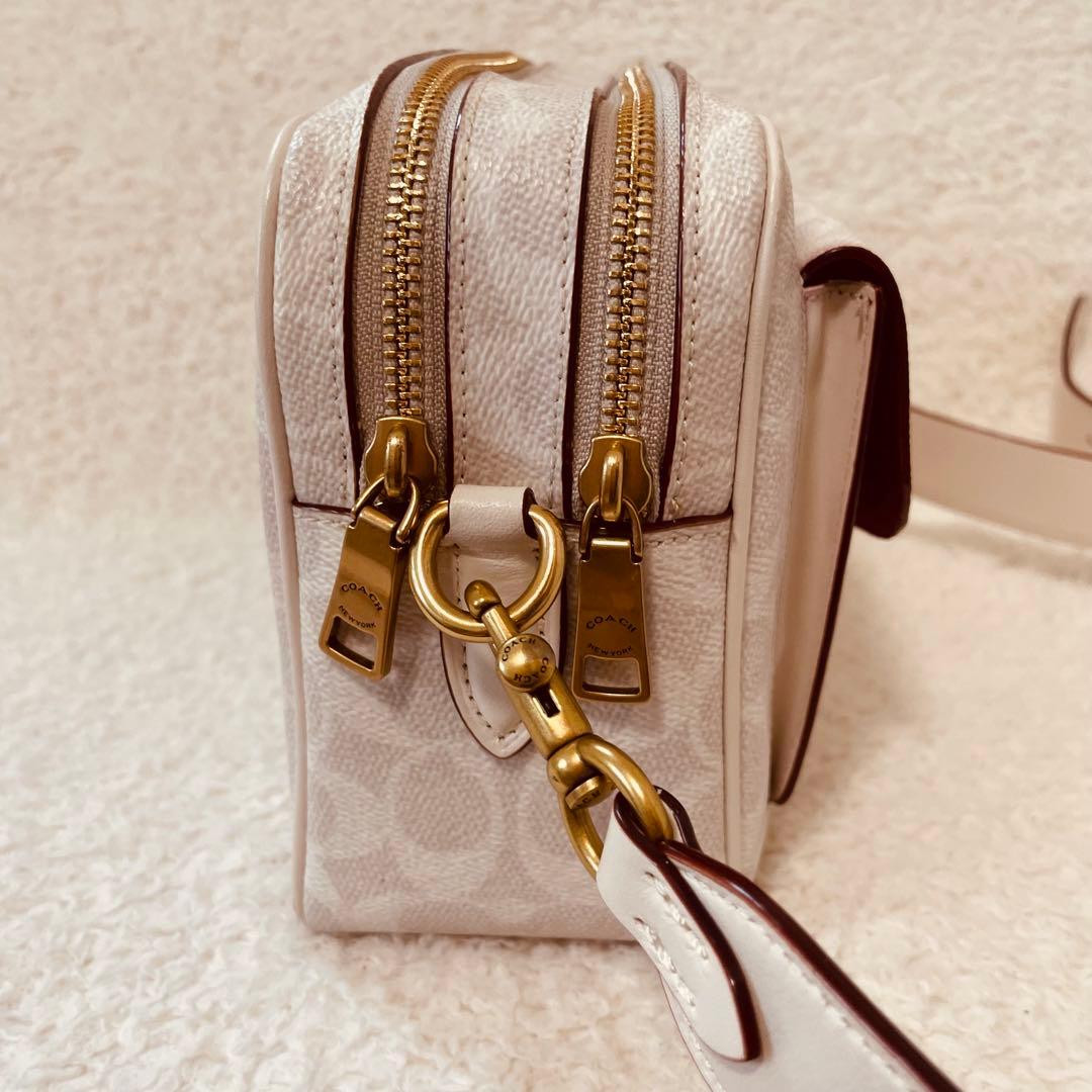 coach ショルダーバッグ カメラバッグ シグネチャー 白 斜め掛け
