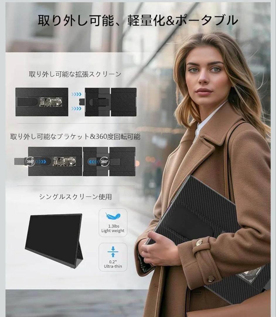 Laptomo P5 デュアルモニター 15.6インチFHD 1080P ディス