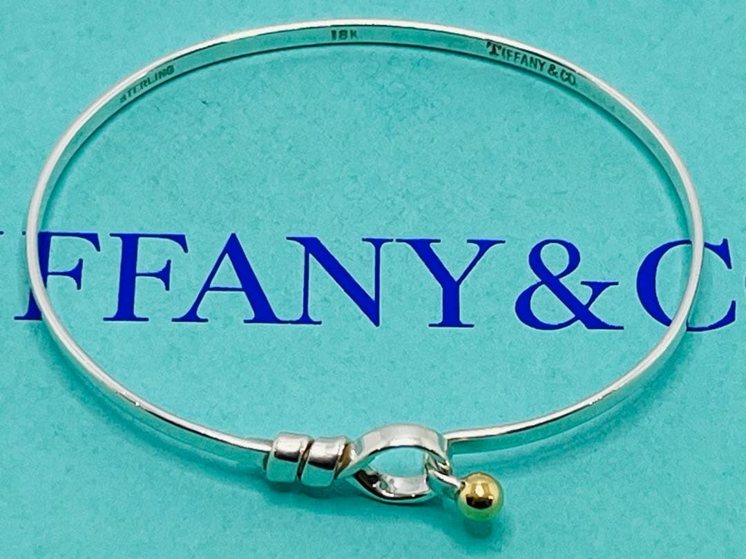 c601 ティファニー　ラブノット　フック&アイ　バングル　K18/925
