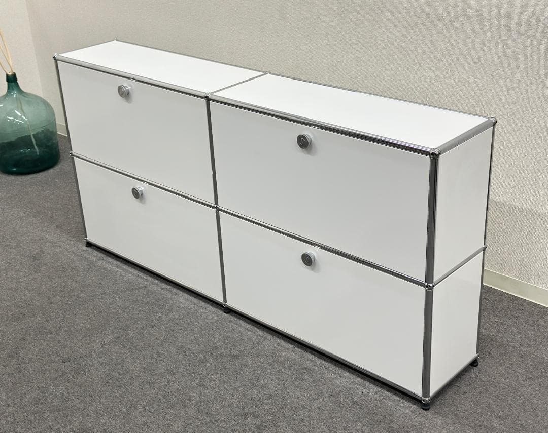 ■USM/ハラーシステム■キャビネット　2列2段　白　奥行きスリム　鍵なし