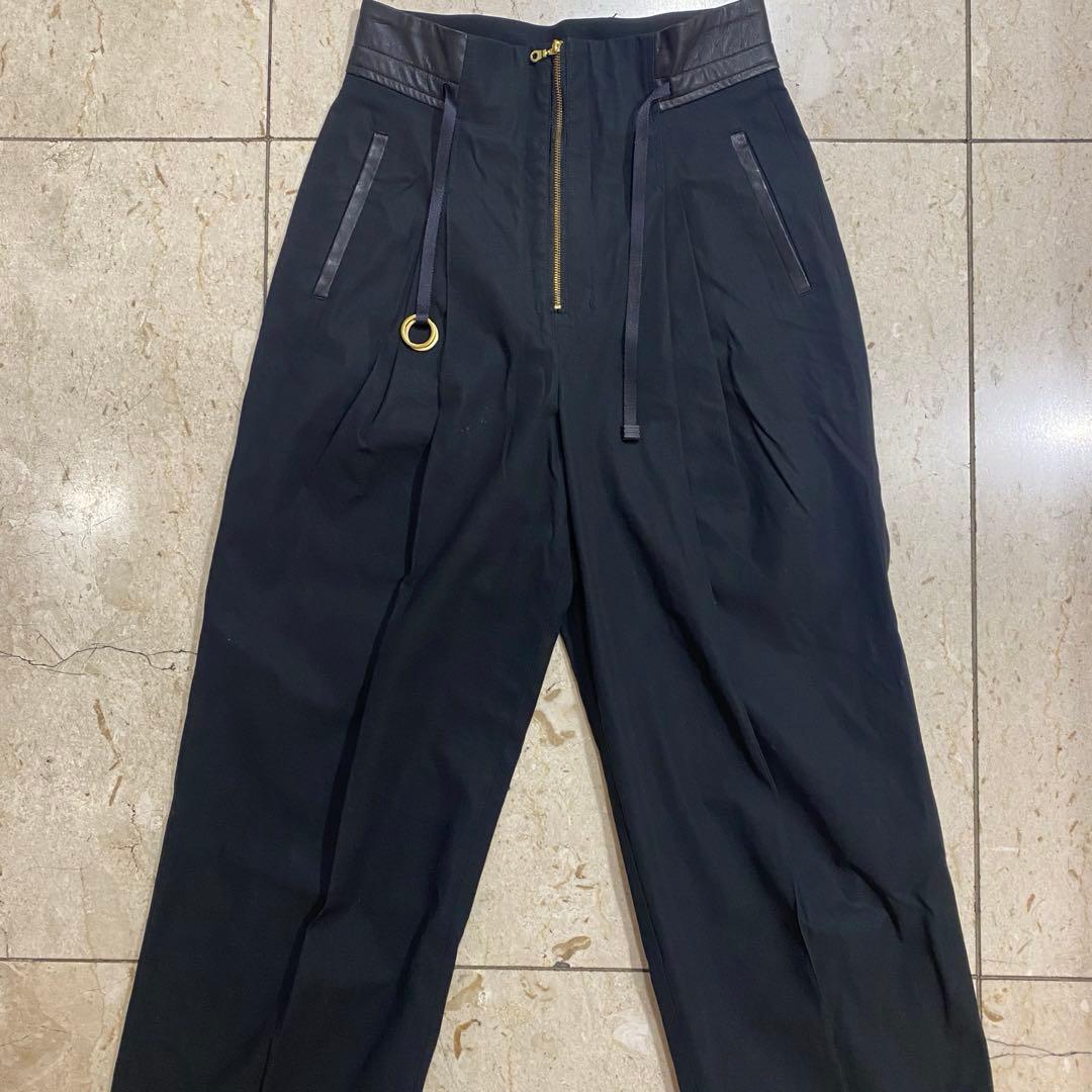 sh288 マメクロゴウチ　ブラックハイウエストカジュアルパンツ