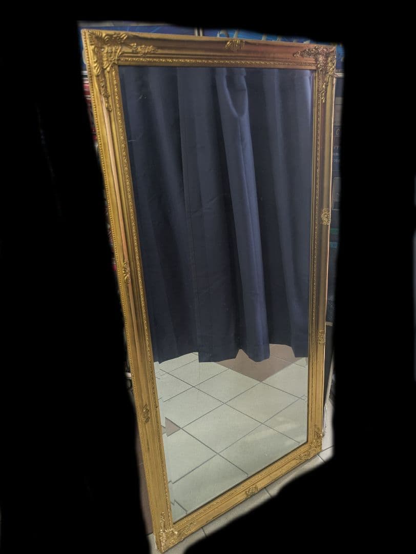 引取り限定 全身鏡 アンティーク調 ミラー 大型 ヴィンテージ ゴールド