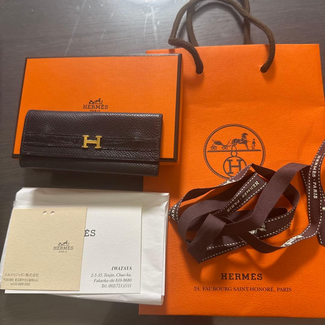 美品✨エルメス HERMES 4連キーケース クロコダイル×べアン 定価35万❣️