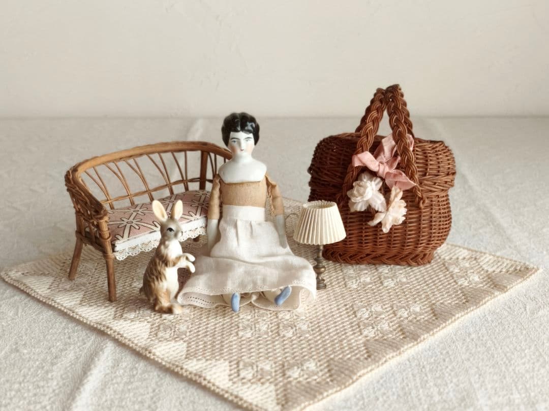 【プップさま】antique doll panier ❀ 小さなバスケット カゴ