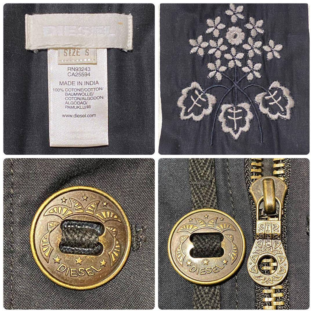 DIESEL 刺繍 ナイロン フード付き ジャケット ディーゼルボタン 紺色