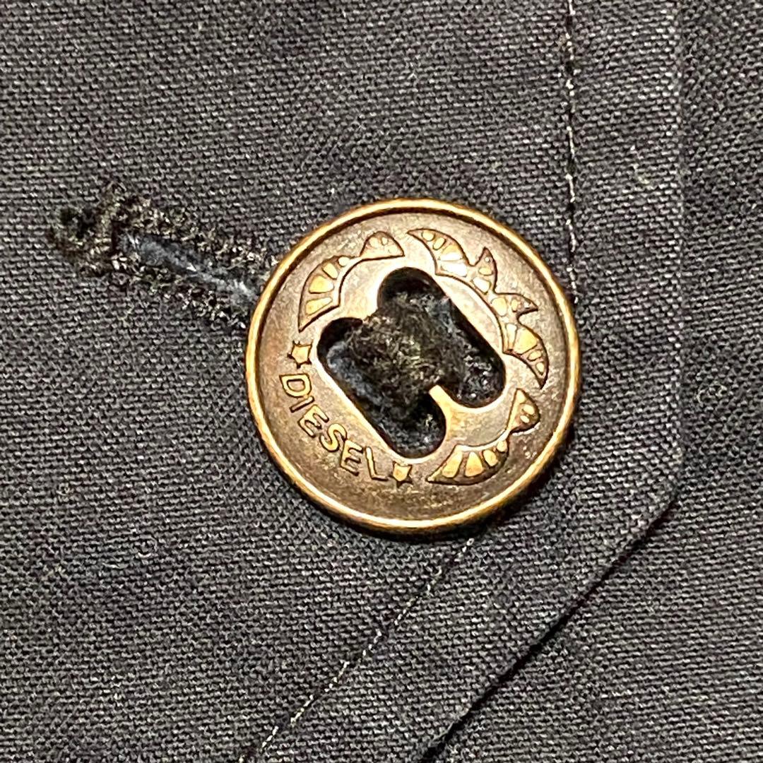 DIESEL 刺繍 ナイロン フード付き ジャケット ディーゼルボタン 紺色