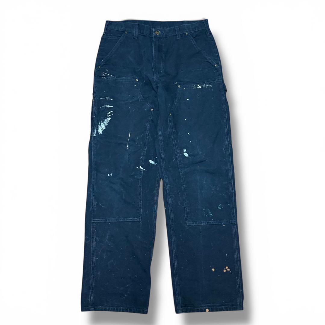 Carhartt ダブルニー　ペインターパンツ　フェード　ブラック　ペイント