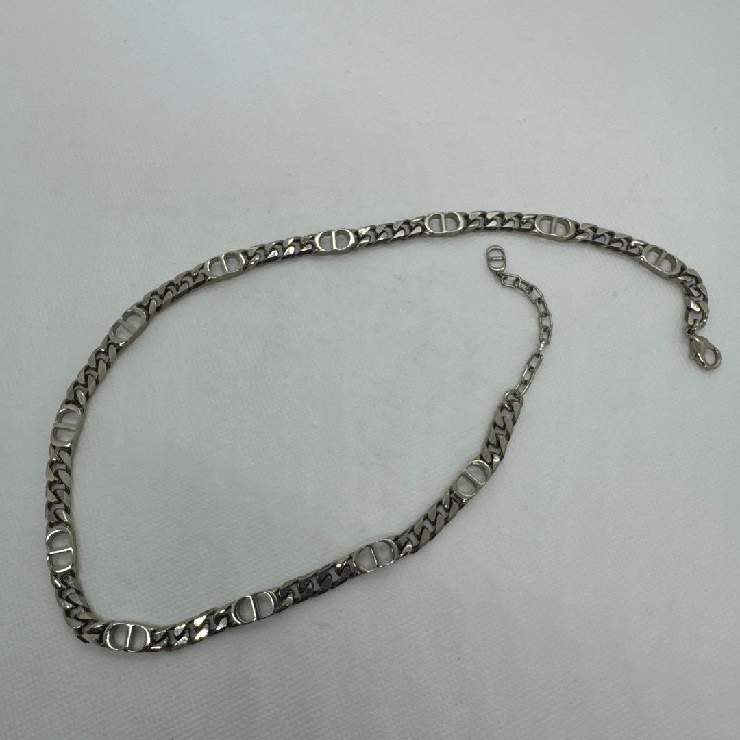 クリスチャンディオール　Dior ネックレス　喜平チェーン　CDロゴ　シルバー