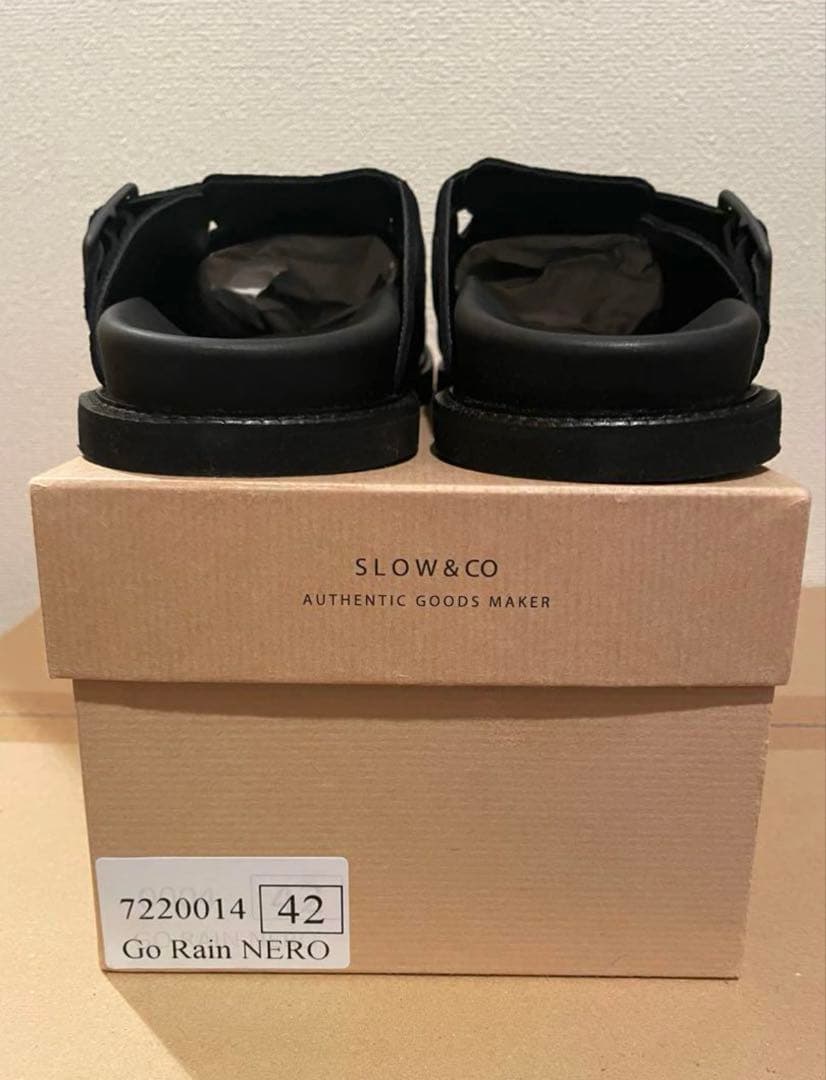 Slow & Co. スロウ ブラック スエード レザー サボ サンダル