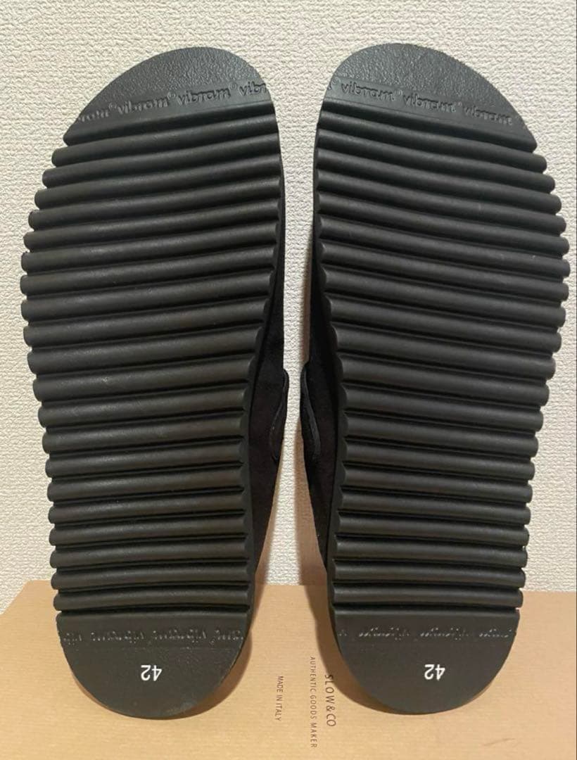 Slow & Co. スロウ ブラック スエード レザー サボ サンダル