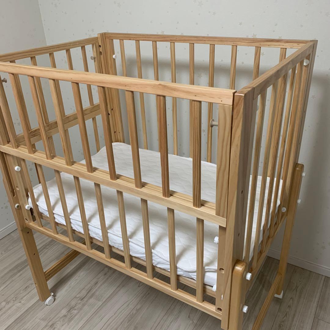 yamatoya ダブルオープンタイプベビーベッド キャスター付き