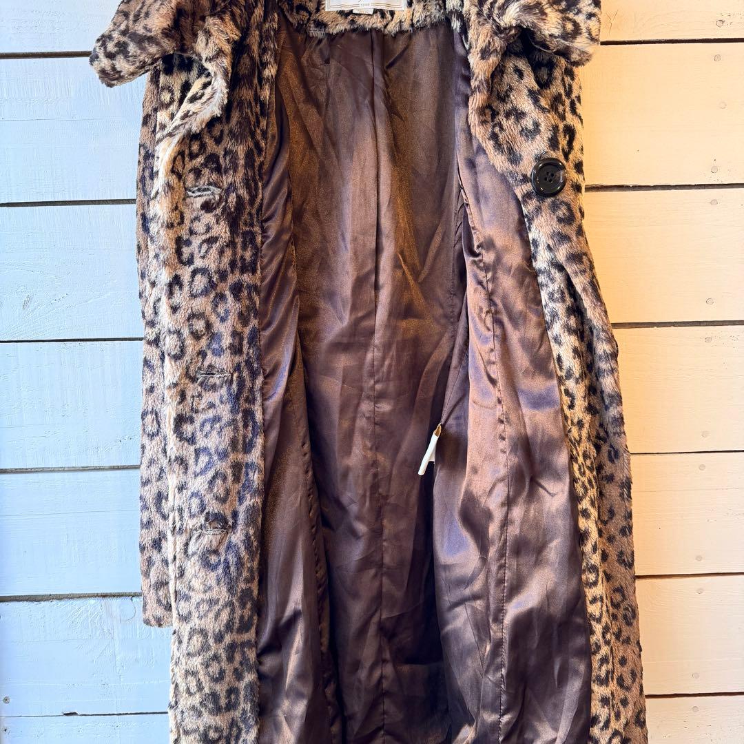 ビンテージ フェイクファー ヒョウ柄 コート 古着 レトロ Y2K