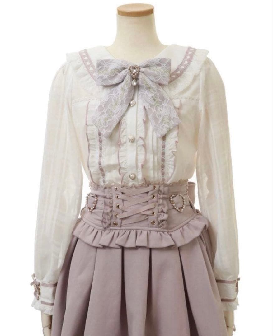 リズリサ LIZLISA ハートレース襟ブラウス