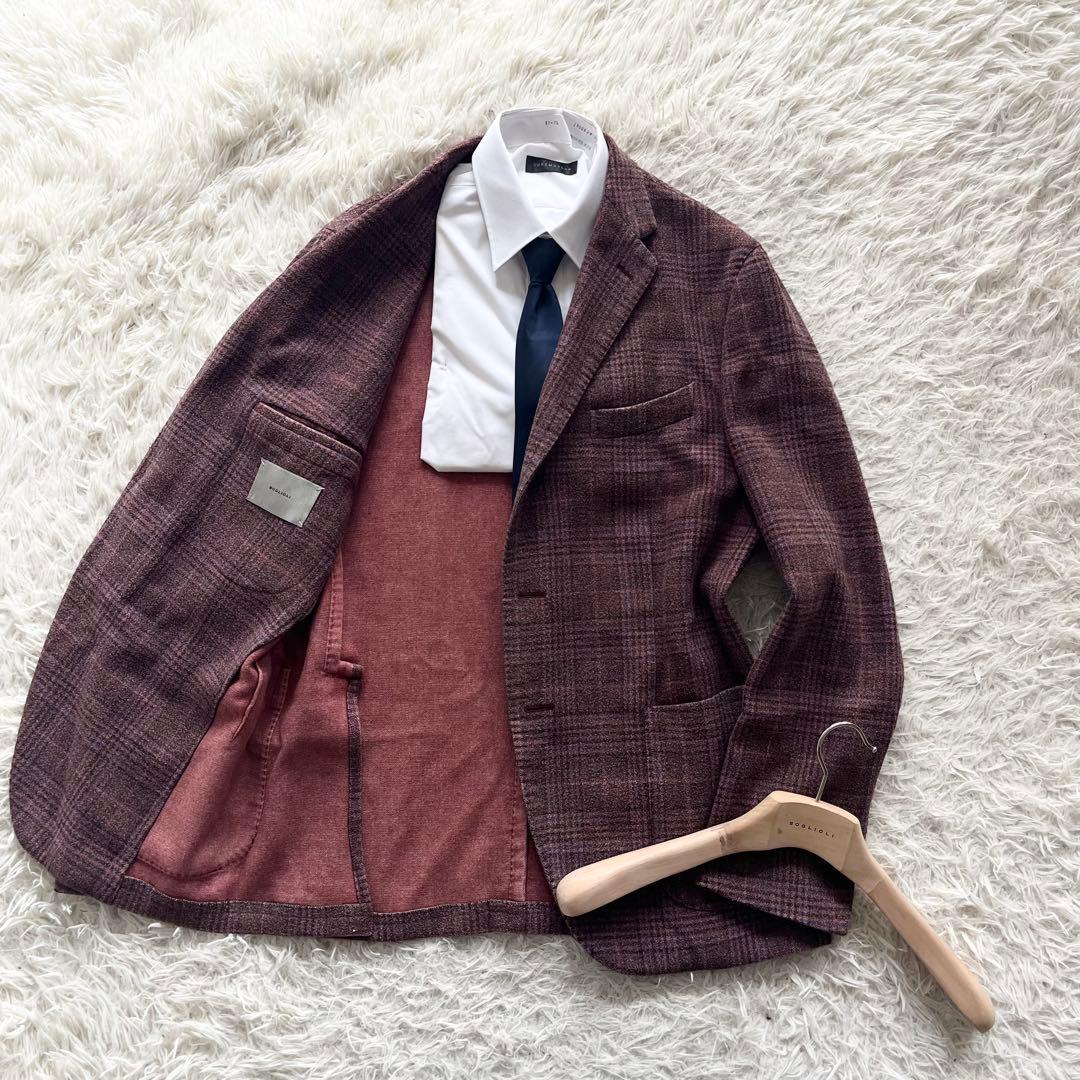 <美品>BOGLIOLI K.JACKETボルドー シルクウール ジャケット54