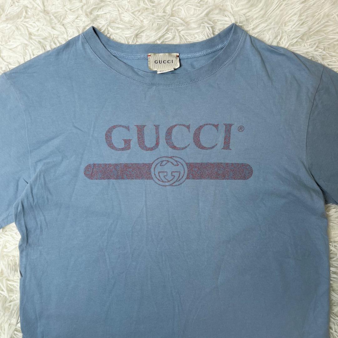 グッチ GUCCI Tシャツ 半袖 GGロゴ プリント 140 10 ブルー