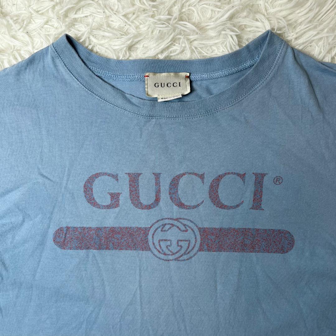 グッチ GUCCI Tシャツ 半袖 GGロゴ プリント 140 10 ブルー
