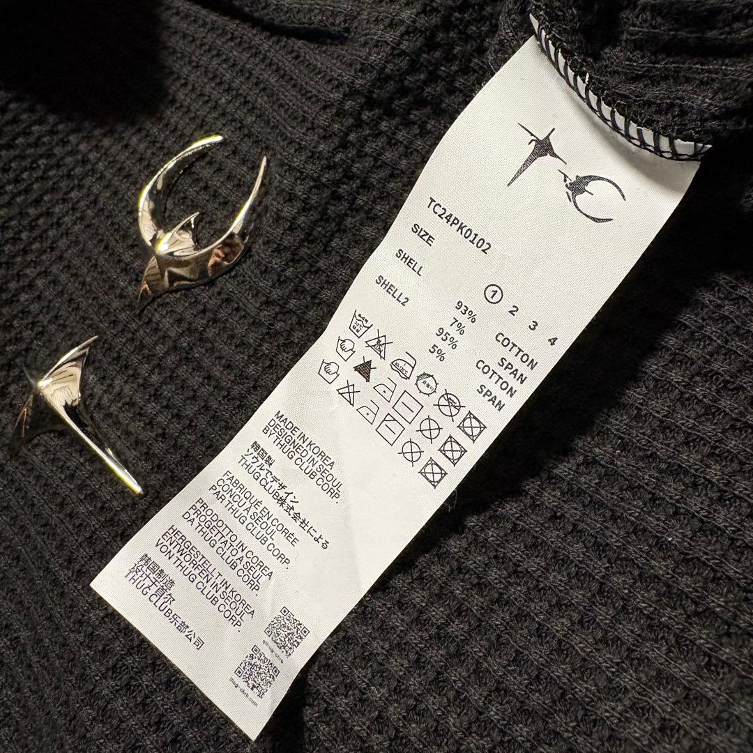 thug club サグクラブ サーマル ニット ワッフル 韓国 y2k 黒