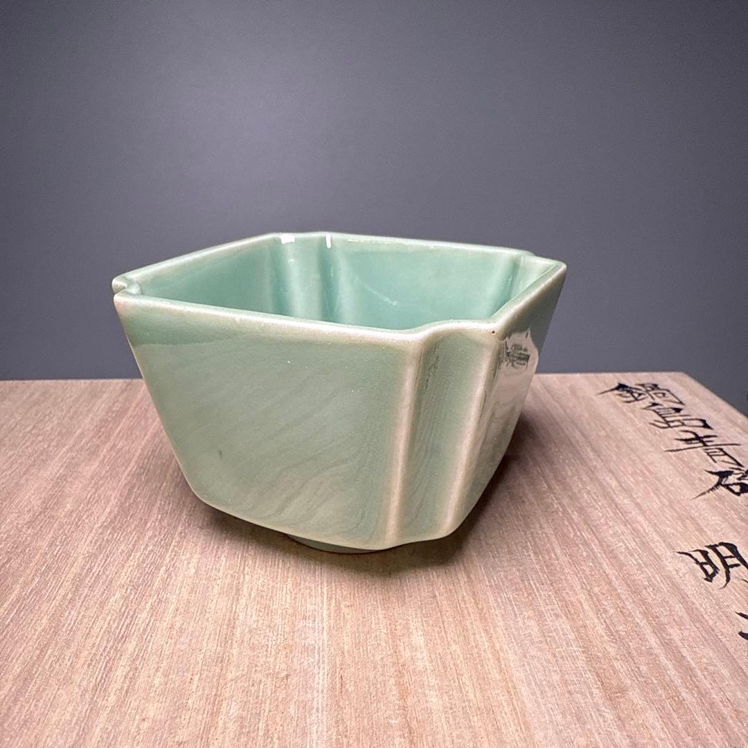 明治鍋島　隅切方形向付　五客　特注共箱付　蒐集家放出品　上品は釉薬