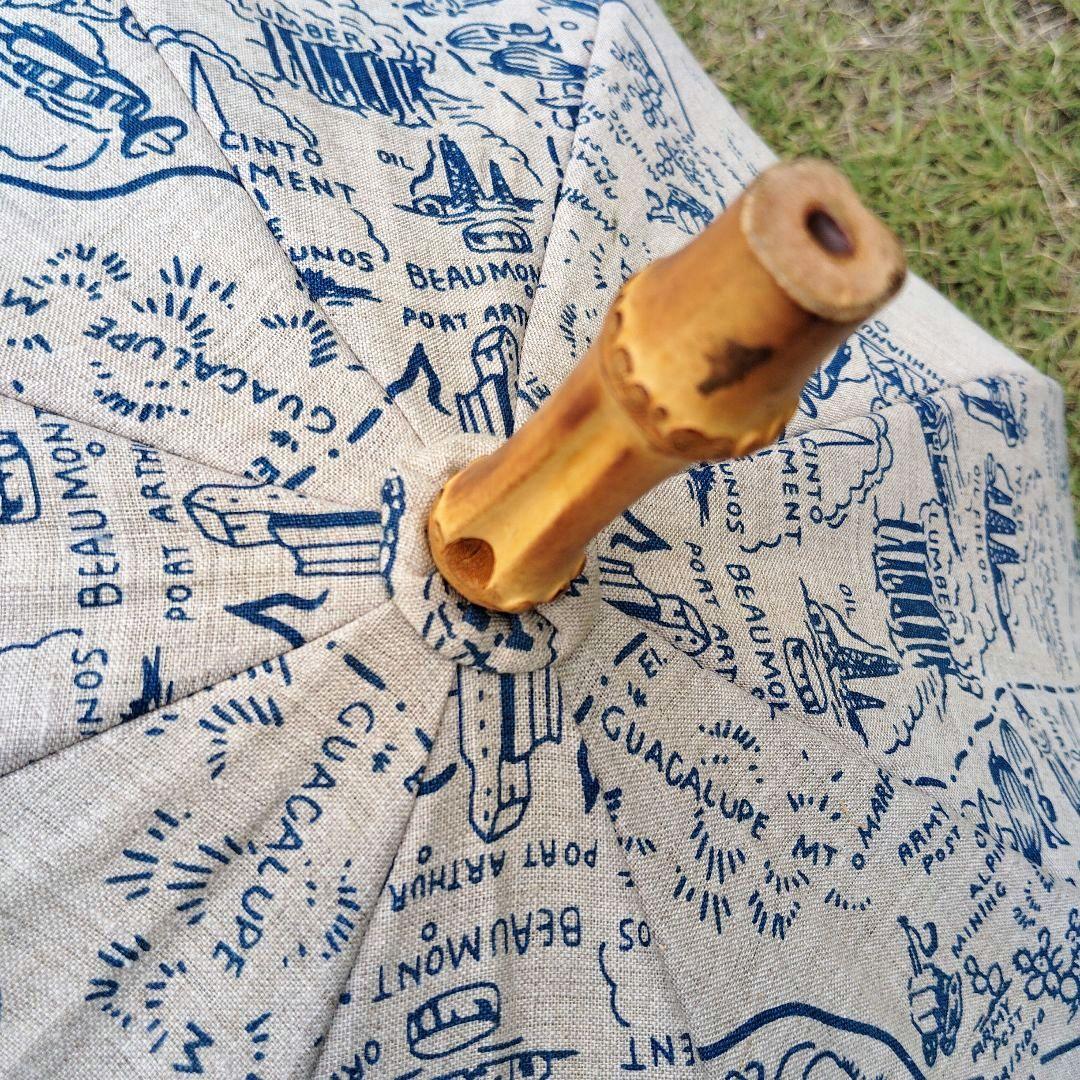 快晴堂　日傘　麻　プリント