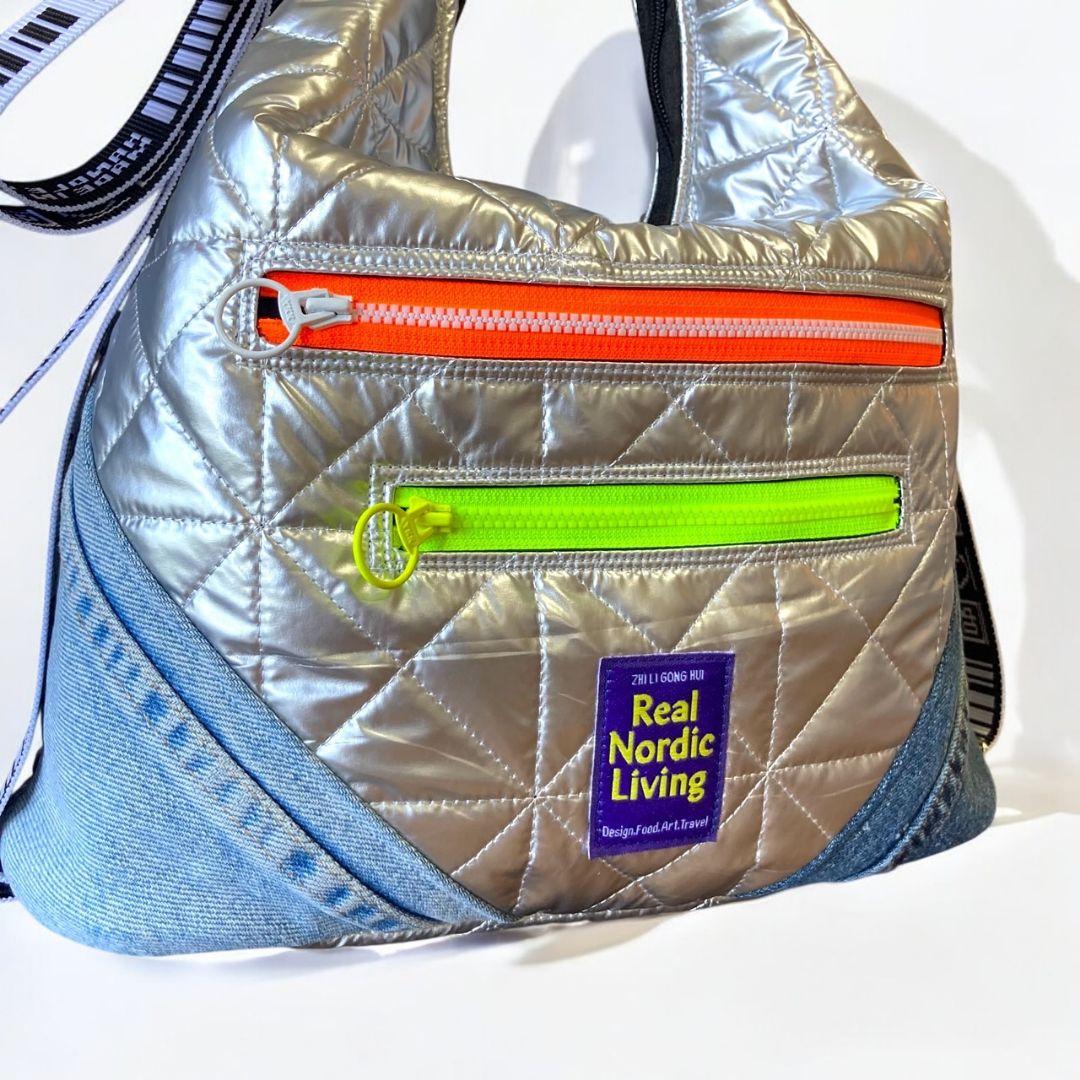 Mサイズ／3way bag／silver×デニム