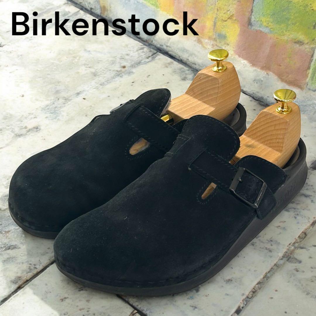 美品 ビルケンシュトックフットプリンツ スエードクロッグ ブラック 28cm