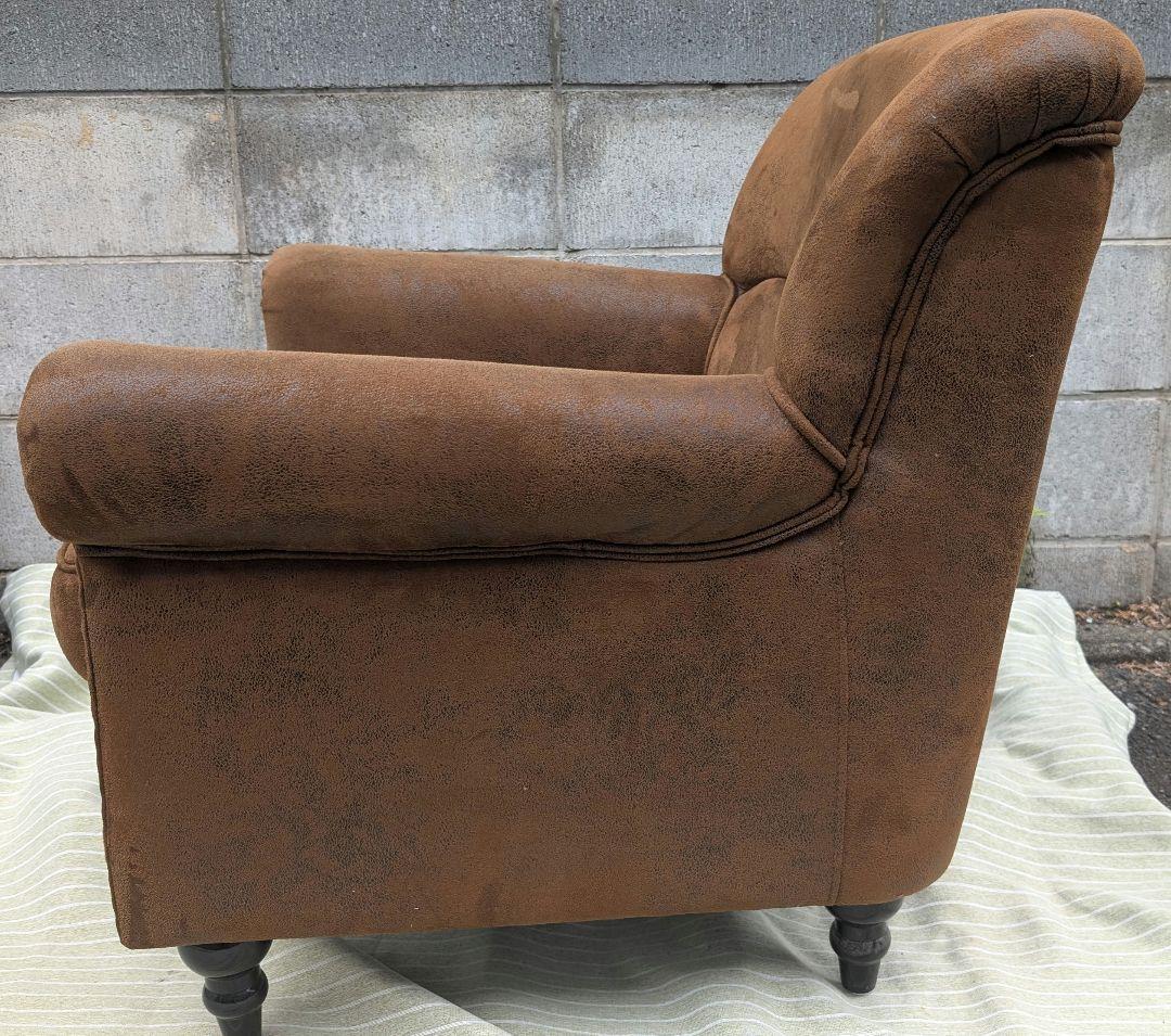 VINCENT ヴィンテージレザー調ファブリックコンパクトシングルソファ