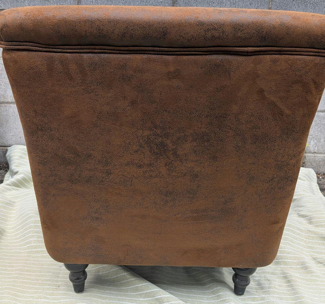 VINCENT ヴィンテージレザー調ファブリックコンパクトシングルソファ