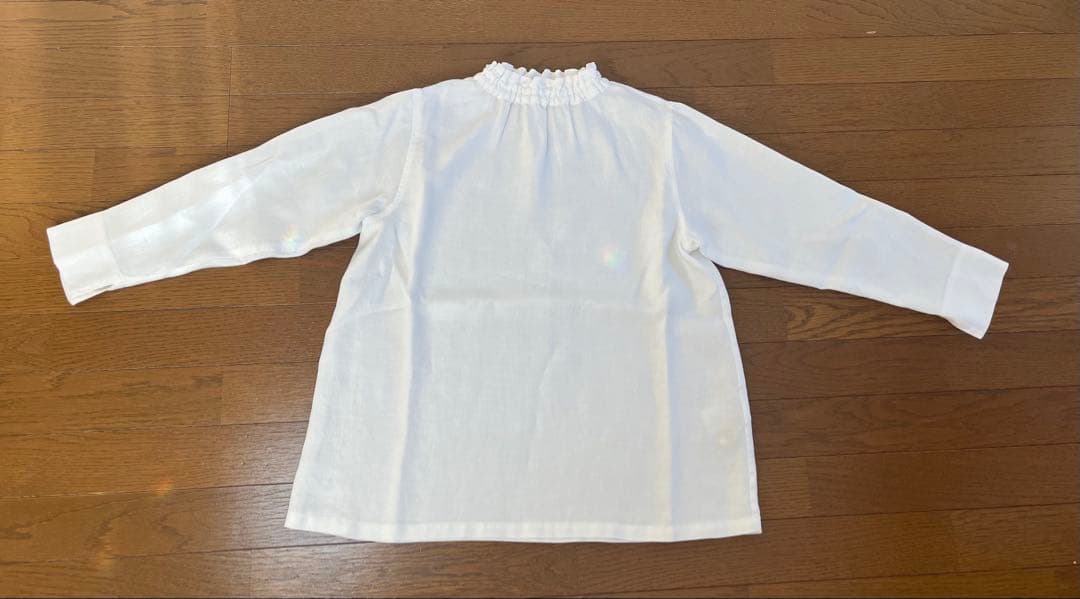 【美品】wafu. プレミアムリネン　シャーリングトップス　L サイズ　白色