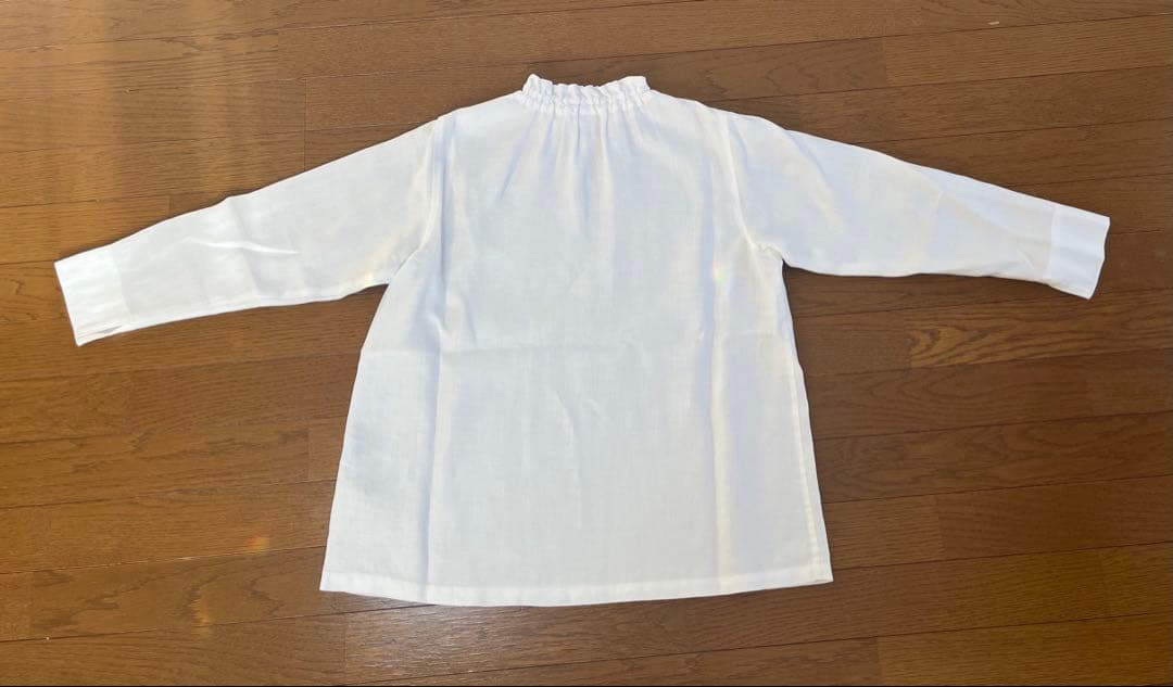 【美品】wafu. プレミアムリネン　シャーリングトップス　L サイズ　白色