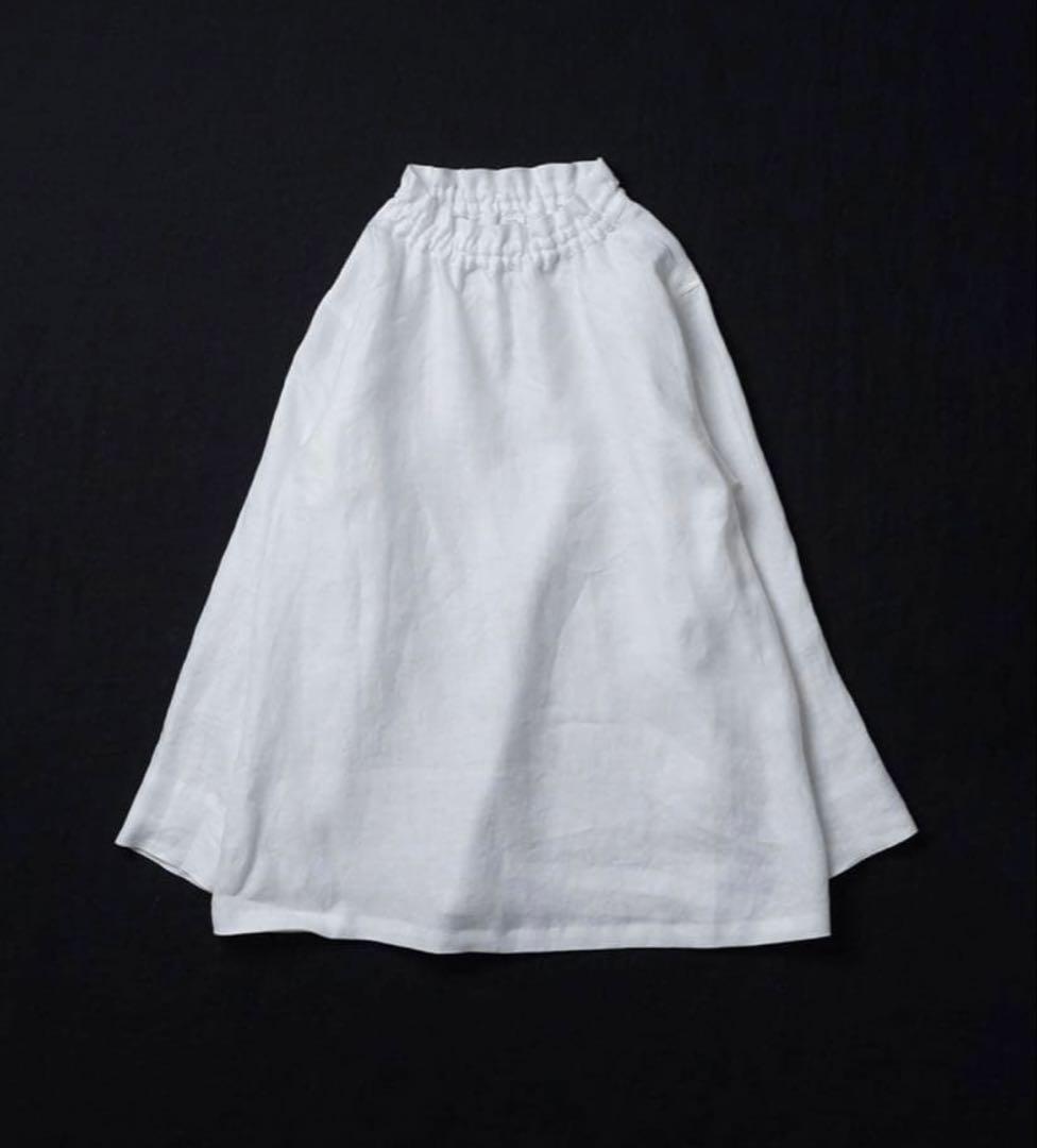 【美品】wafu. プレミアムリネン　シャーリングトップス　L サイズ　白色